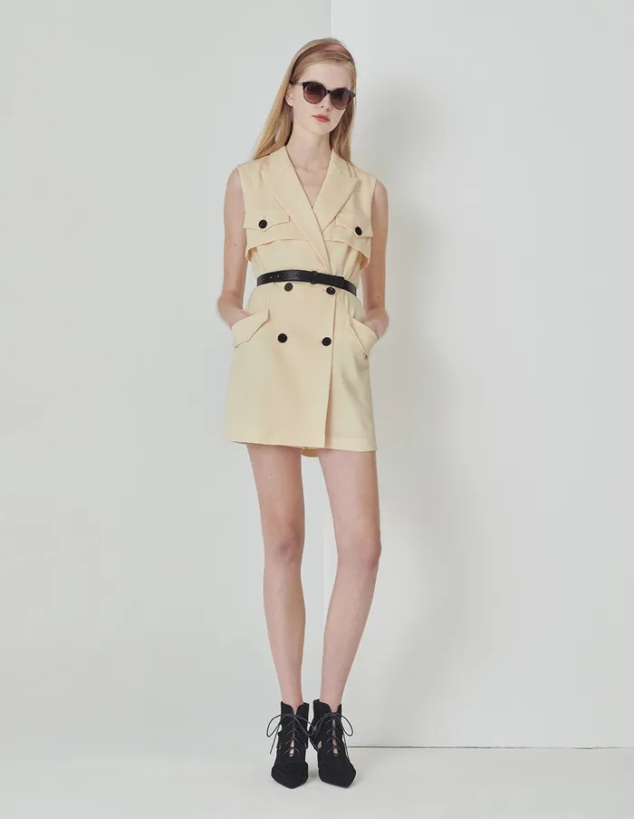 MARYLING Jumpsuits Cream Yellow Sleeveless Jumpsuit With Suit Collar Yellow 8211 Women MARYLING Jumpsuits Cream Yellow Sleeveless Jumpsuit With Suit Collar Yellow 8211 Women