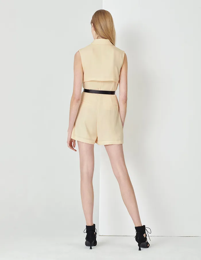 MARYLING Jumpsuits Cream Yellow Sleeveless Jumpsuit With Suit Collar Yellow 8211 Women MARYLING Jumpsuits Cream Yellow Sleeveless Jumpsuit With Suit Collar Yellow 8211 Women