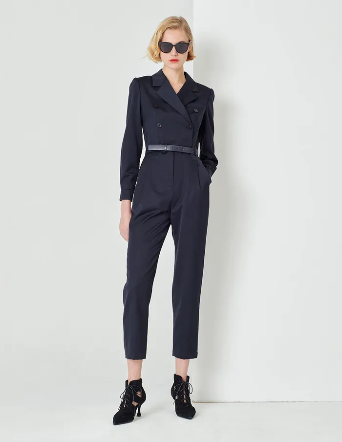 MARYLING Jumpsuits Midnight Blue Lapel Double Breasted Jumpsuit Blue 8211 Women MARYLING Jumpsuits Midnight Blue Lapel Double Breasted Jumpsuit Blue 8211 Women