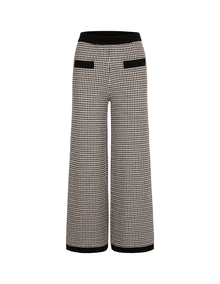 MARYLING Knitwear Black and White Houndstooth Knitted Straight WideLeg Pants Monochrome 8211 Women MARYLING Knitwear Black and White Houndstooth Knitted Straight WideLeg Pants Monochrome 8211 Women