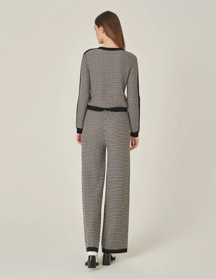 MARYLING Knitwear Black and White Houndstooth Knitted Straight WideLeg Pants Monochrome 8211 Women MARYLING Knitwear Black and White Houndstooth Knitted Straight WideLeg Pants Monochrome 8211 Women