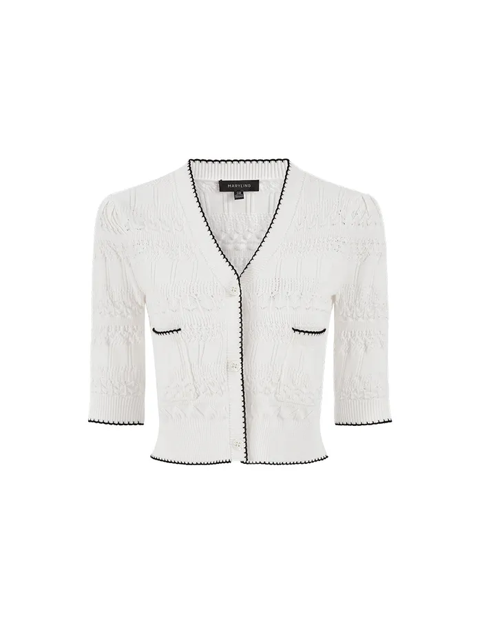 MARYLING Knitwear Black And White Contrast Vneck Knitted Cardigan Mix 8211 Women MARYLING Knitwear Black And White Contrast Vneck Knitted Cardigan Mix 8211 Women