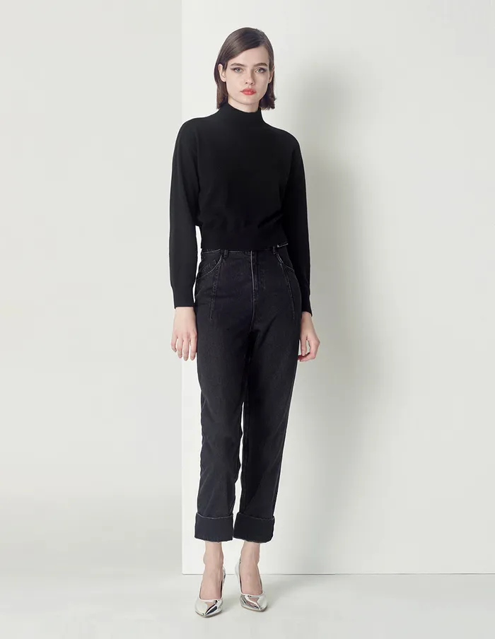 MARYLING Knitwear Black Half Turtleneck Cashmere Knitted Sweater Black 8211 Women MARYLING Knitwear Black Half Turtleneck Cashmere Knitted Sweater Black 8211 Women