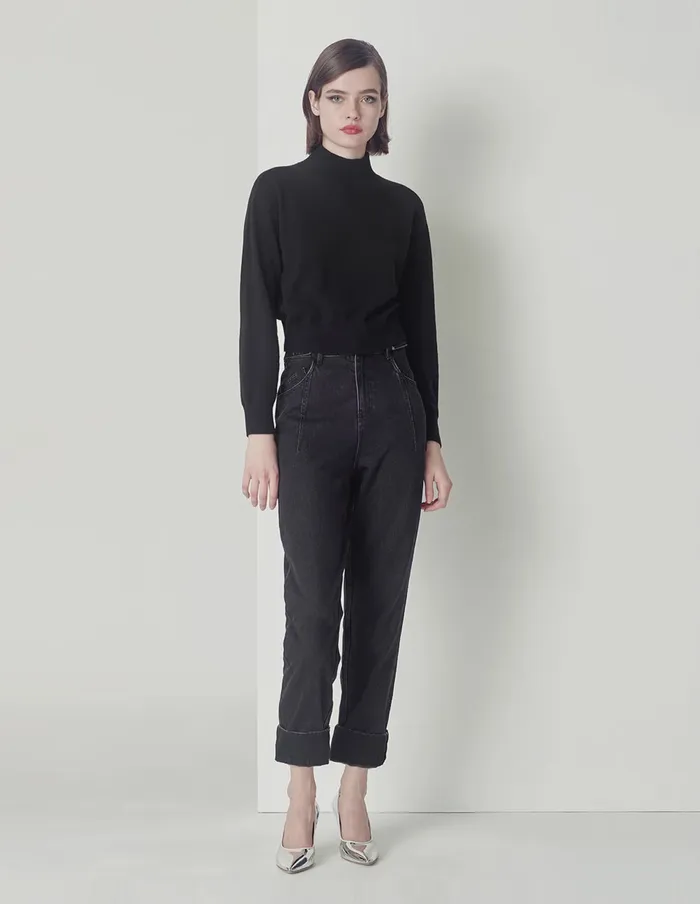 MARYLING Knitwear Black Half Turtleneck Cashmere Knitted Sweater Black 8211 Women MARYLING Knitwear Black Half Turtleneck Cashmere Knitted Sweater Black 8211 Women