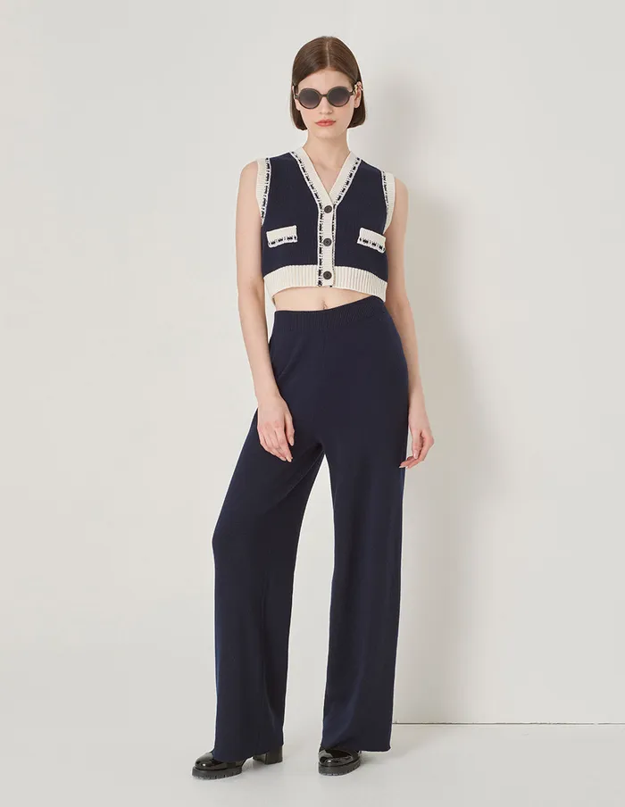 MARYLING Knitwear Blue And White Contrasting Knitted Vest Blue And White 8211 Women MARYLING Knitwear Blue And White Contrasting Knitted Vest Blue And White 8211 Women