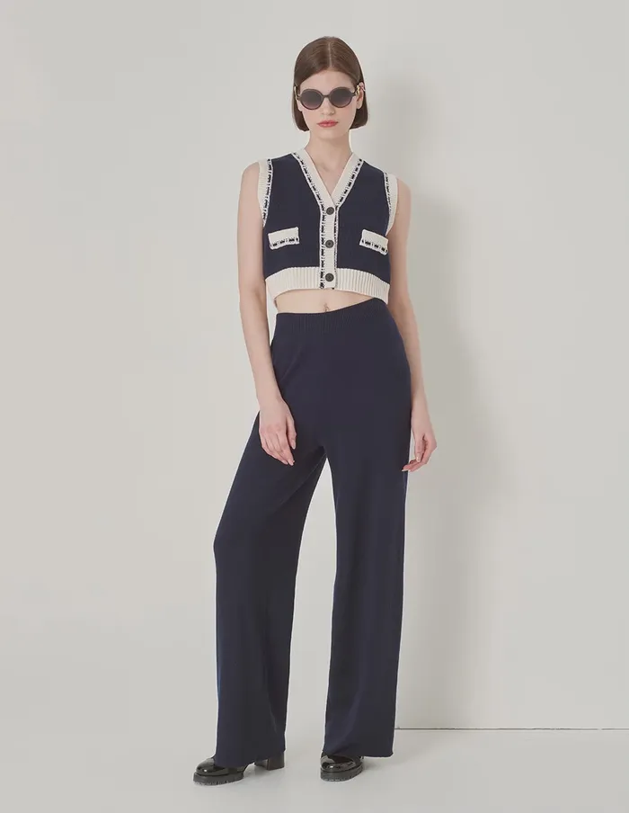 MARYLING Knitwear Blue And White Contrasting Knitted Vest Blue And White 8211 Women MARYLING Knitwear Blue And White Contrasting Knitted Vest Blue And White 8211 Women