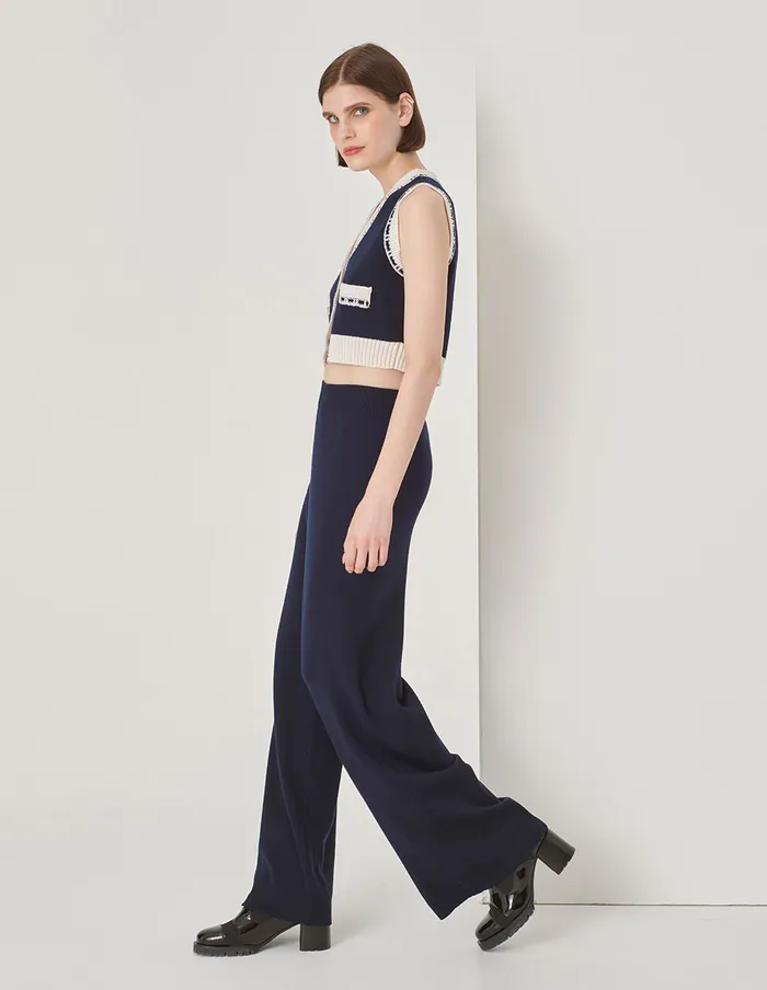 MARYLING Knitwear Blue And White Contrasting Knitted Vest Blue And White 8211 Women MARYLING Knitwear Blue And White Contrasting Knitted Vest Blue And White 8211 Women