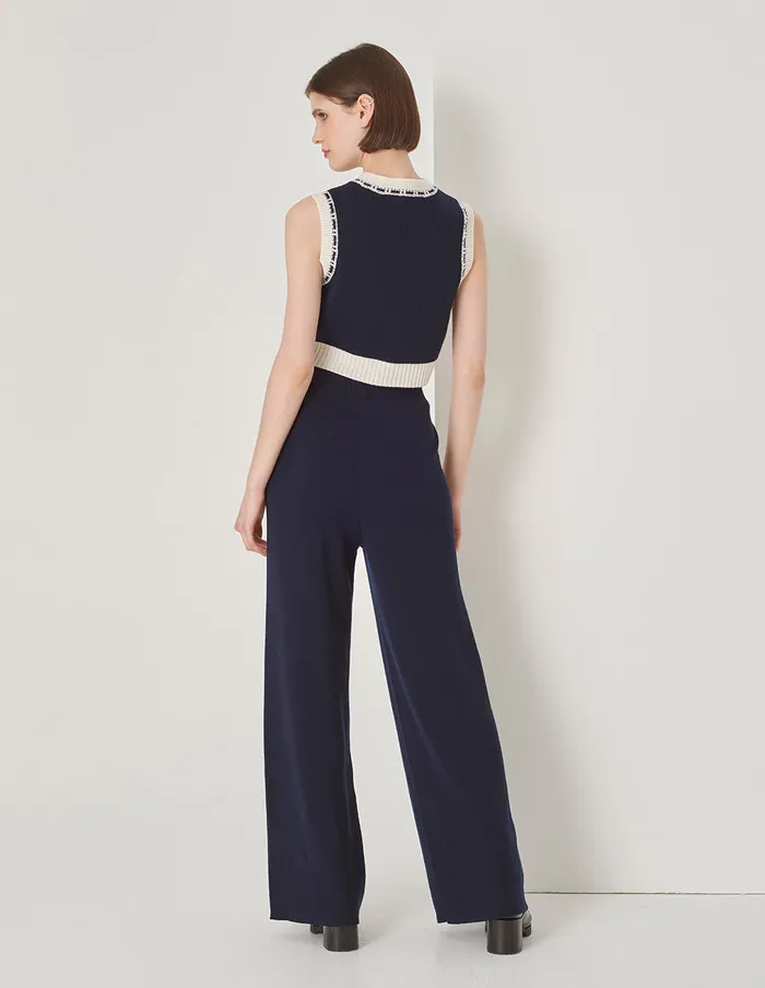 MARYLING Knitwear Blue And White Contrasting Knitted Vest Blue And White 8211 Women MARYLING Knitwear Blue And White Contrasting Knitted Vest Blue And White 8211 Women