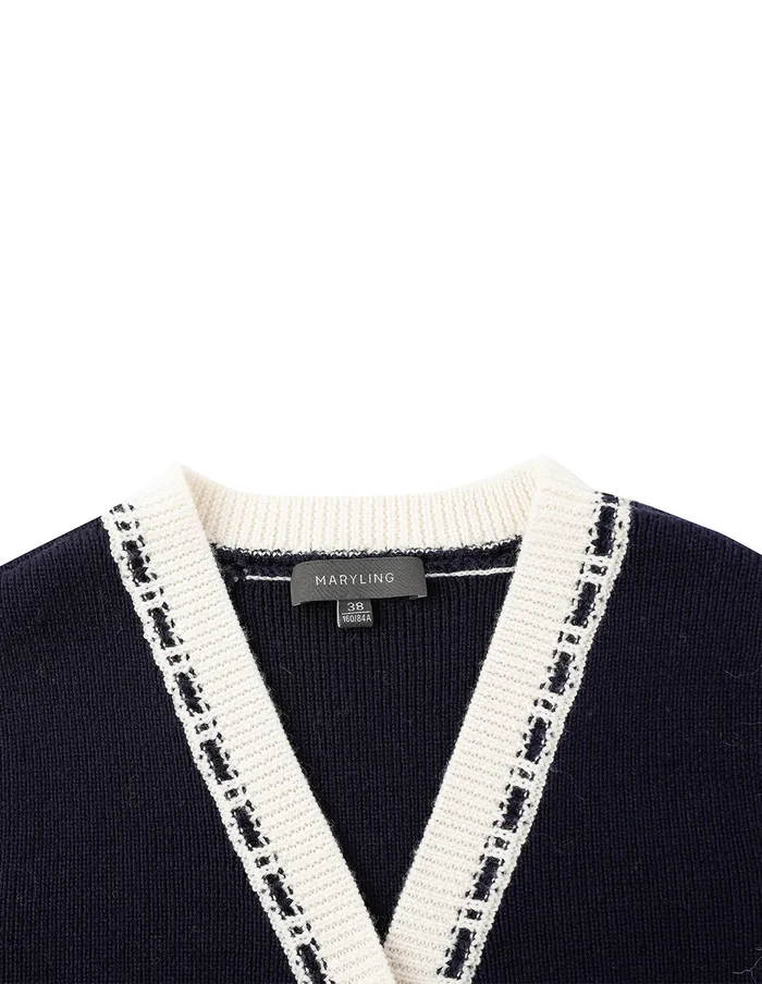 MARYLING Knitwear Blue And White Contrasting Knitted Vest Blue And White 8211 Women MARYLING Knitwear Blue And White Contrasting Knitted Vest Blue And White 8211 Women