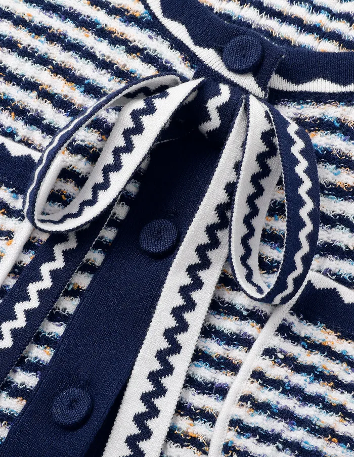 MARYLING Knitwear Blue And White Striped Ribbons Knitted Cardigan Blue And White 8211 Women MARYLING Knitwear Blue And White Striped Ribbons Knitted Cardigan Blue And White 8211 Women
