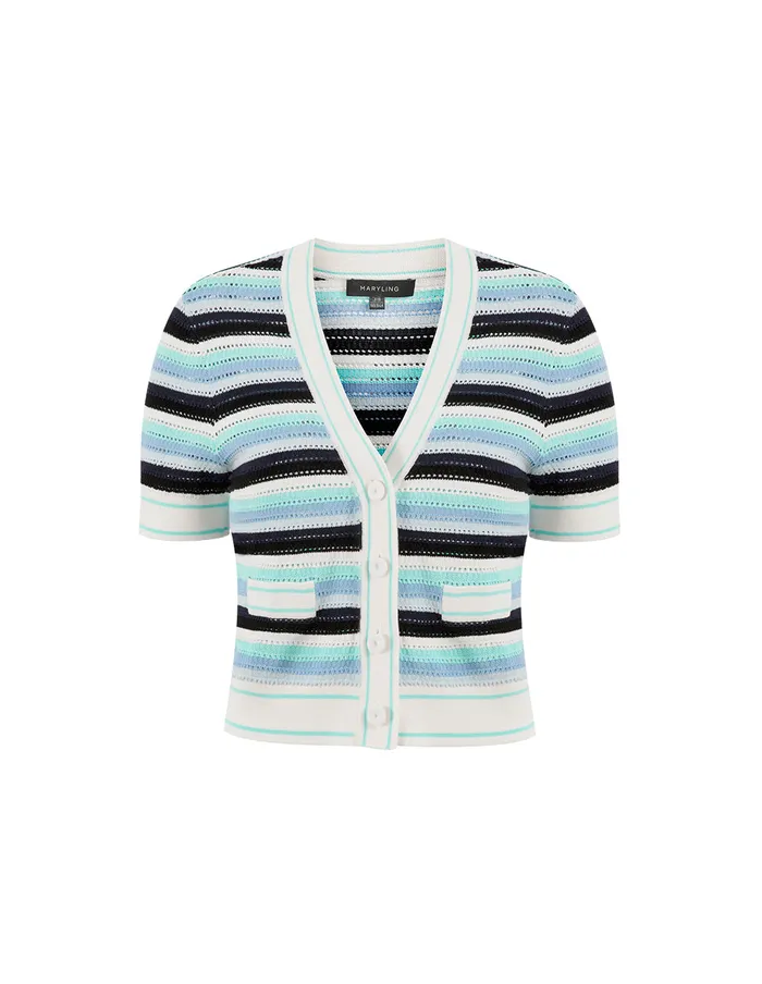 MARYLING Knitwear BlueGreen VNeck Knitted Cardigan Mix 8211 Women MARYLING Knitwear BlueGreen VNeck Knitted Cardigan Mix 8211 Women