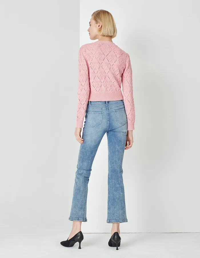 MARYLING Knitwear Cherry Blossom Round Neck Knitted Cardigan Red 8211 Women MARYLING Knitwear Cherry Blossom Round Neck Knitted Cardigan Red 8211 Women