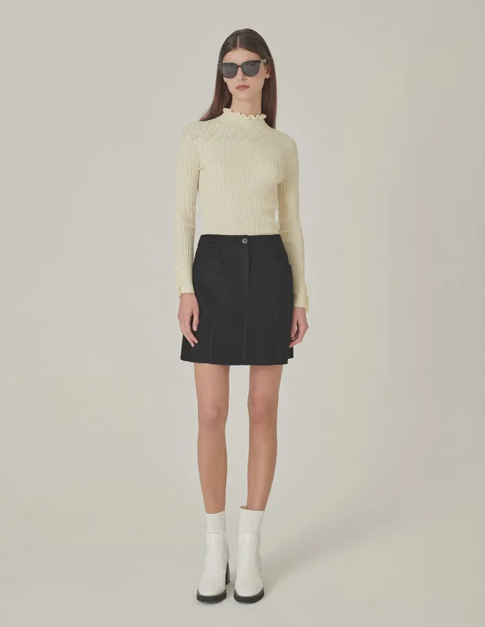 MARYLING Knitwear Cream RuffleTurtleneck Knitted Sweater Cream 8211 Women MARYLING Knitwear Cream RuffleTurtleneck Knitted Sweater Cream 8211 Women