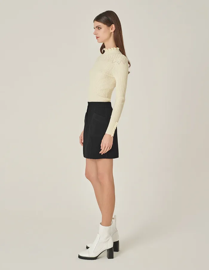 MARYLING Knitwear Cream RuffleTurtleneck Knitted Sweater Cream 8211 Women MARYLING Knitwear Cream RuffleTurtleneck Knitted Sweater Cream 8211 Women