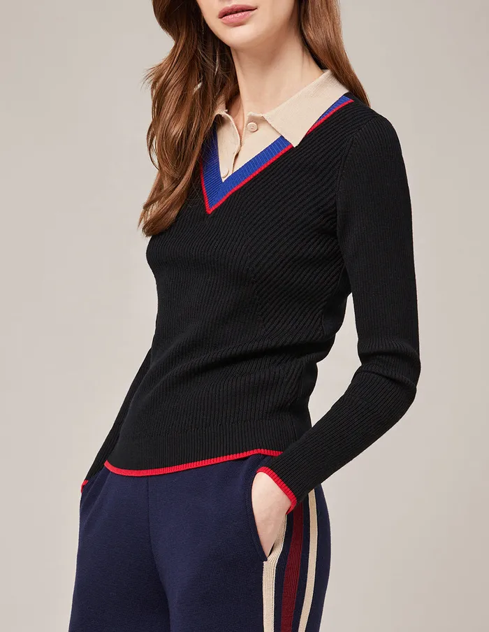 MARYLING Knitwear FAKE TWOPIECE KNITTED PULLOVER Black 8211 Women MARYLING Knitwear FAKE TWOPIECE KNITTED PULLOVER Black 8211 Women