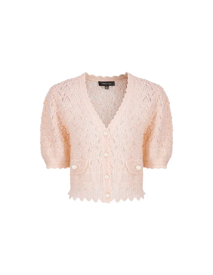 MARYLING Knitwear Light Pink VNeck Knitted Cardigan Pink 8211 Women MARYLING Knitwear Light Pink VNeck Knitted Cardigan Pink 8211 Women