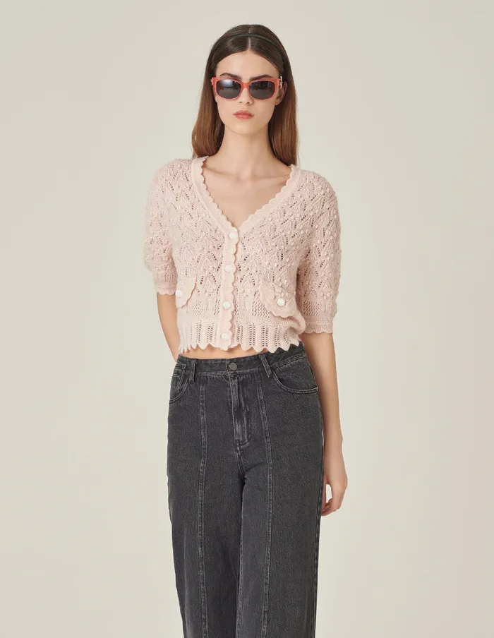 MARYLING Knitwear Light Pink VNeck Knitted Cardigan Pink 8211 Women MARYLING Knitwear Light Pink VNeck Knitted Cardigan Pink 8211 Women