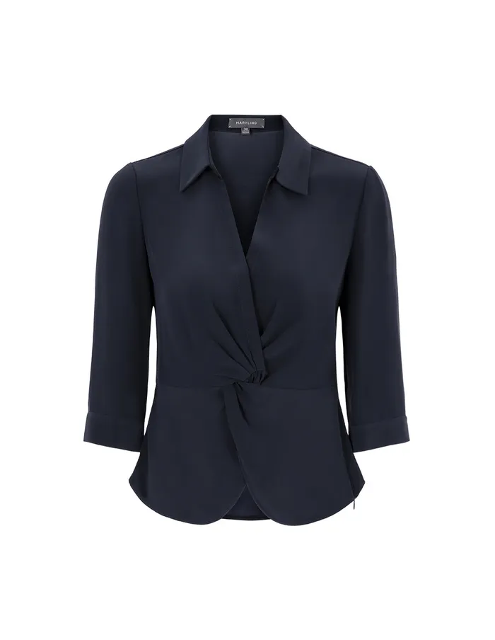 MARYLING Knitwear Navy Shirt V Neck Kink Top Blue 8211 Women MARYLING Knitwear Navy Shirt V Neck Kink Top Blue 8211 Women