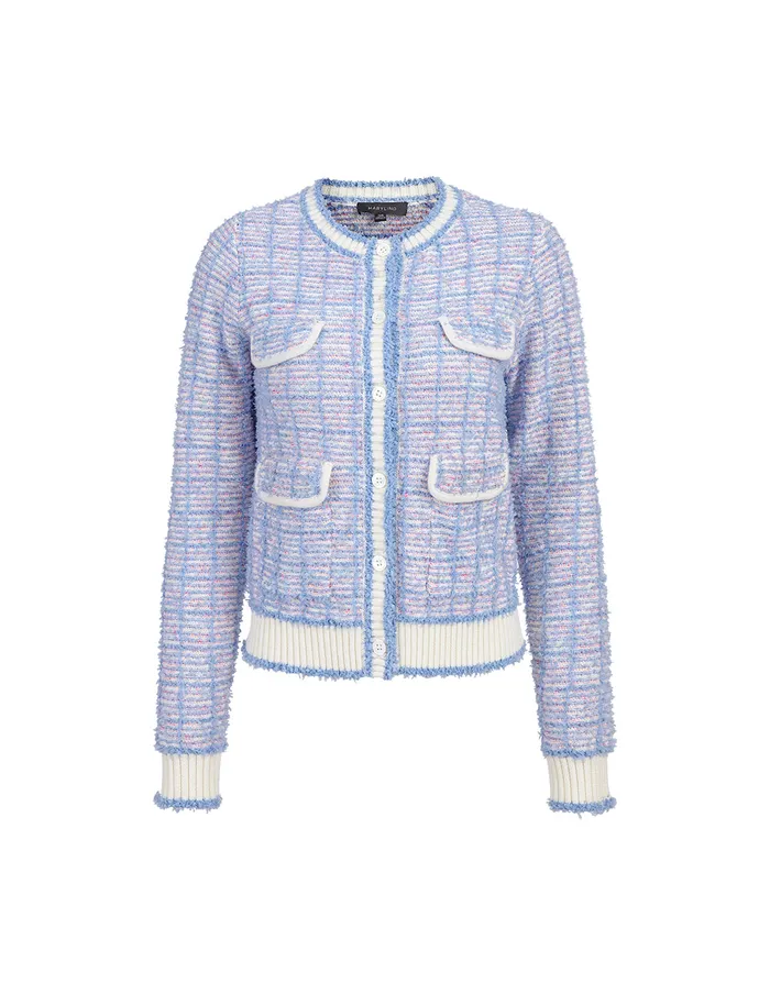MARYLING Knitwear Powder Blue Round Neck Knitted Cardigan Mix 8211 Women MARYLING Knitwear Powder Blue Round Neck Knitted Cardigan Mix 8211 Women