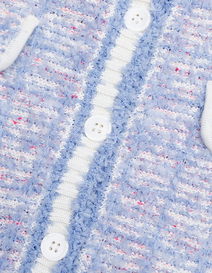 MARYLING Knitwear Powder Blue Round Neck Knitted Cardigan Mix 8211 Women MARYLING Knitwear Powder Blue Round Neck Knitted Cardigan Mix 8211 Women
