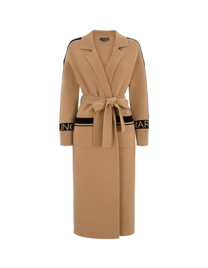 MARYLING Knitwear Sand Jacquard Sleeve Trim Knit Coat Sand 8211 Women MARYLING Knitwear Sand Jacquard Sleeve Trim Knit Coat Sand 8211 Women