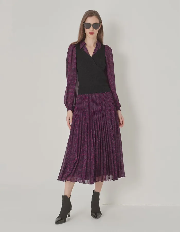 MARYLING Knitwear Shirt Collar Knit Woven With Printed Shirt Red 8211 Women MARYLING Knitwear Shirt Collar Knit Woven With Printed Shirt Red 8211 Women