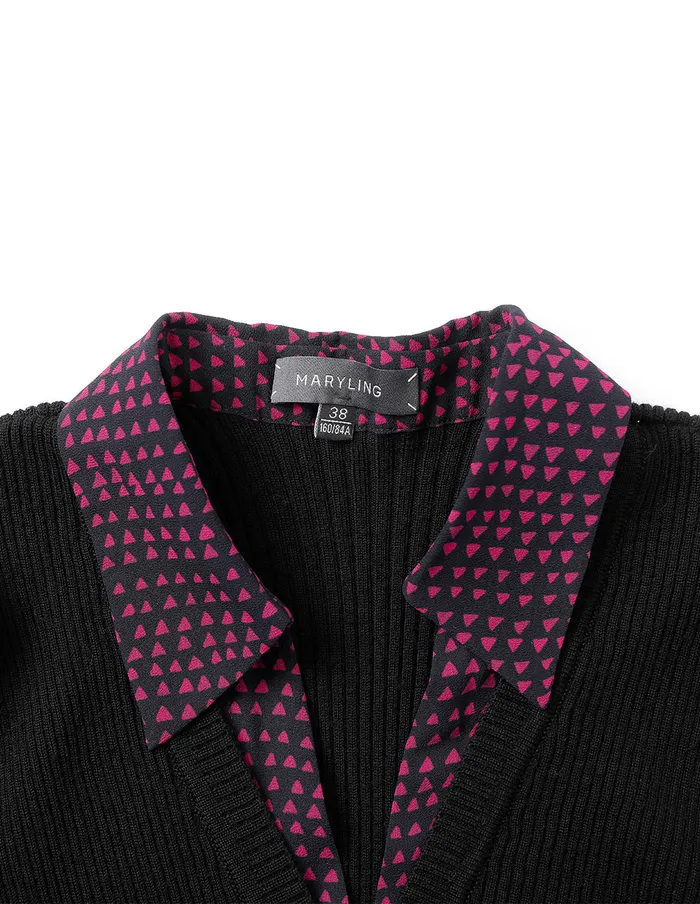 MARYLING Knitwear Shirt Collar Knit Woven With Printed Shirt Red 8211 Women MARYLING Knitwear Shirt Collar Knit Woven With Printed Shirt Red 8211 Women