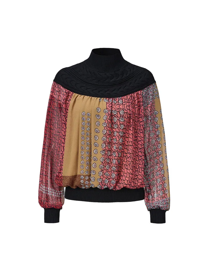 MARYLING Knitwear Turtleneck Pleated Puff Sleeves Top Mix 8211 Women MARYLING Knitwear Turtleneck Pleated Puff Sleeves Top Mix 8211 Women
