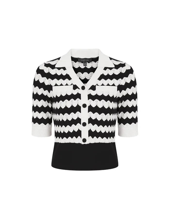 MARYLING Knitwear VNeck Contrast Knitted Sweater Monochrome 8211 Women
