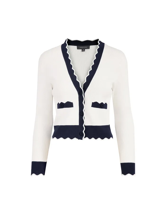 MARYLING Knitwear VNeck White Knitted Cardigan Mix 8211 Women MARYLING Knitwear VNeck White Knitted Cardigan Mix 8211 Women