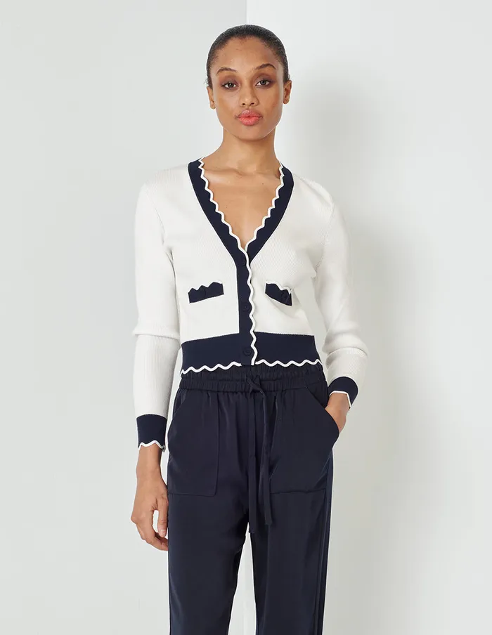 MARYLING Knitwear VNeck White Knitted Cardigan Mix 8211 Women MARYLING Knitwear VNeck White Knitted Cardigan Mix 8211 Women