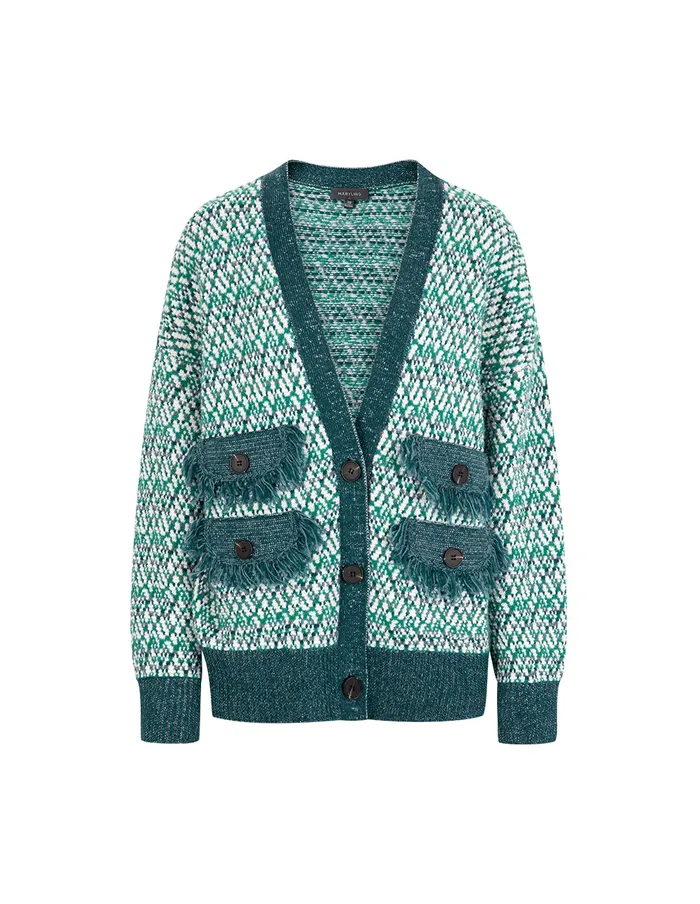 MARYLING Knitwear Vanilla Green VNeck Floral Knitted Cardigan Green 8211 Women