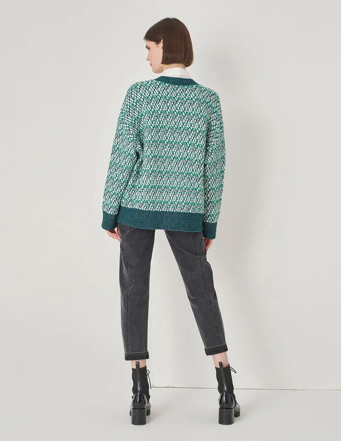 MARYLING Knitwear Vanilla Green VNeck Floral Knitted Cardigan Green 8211 Women