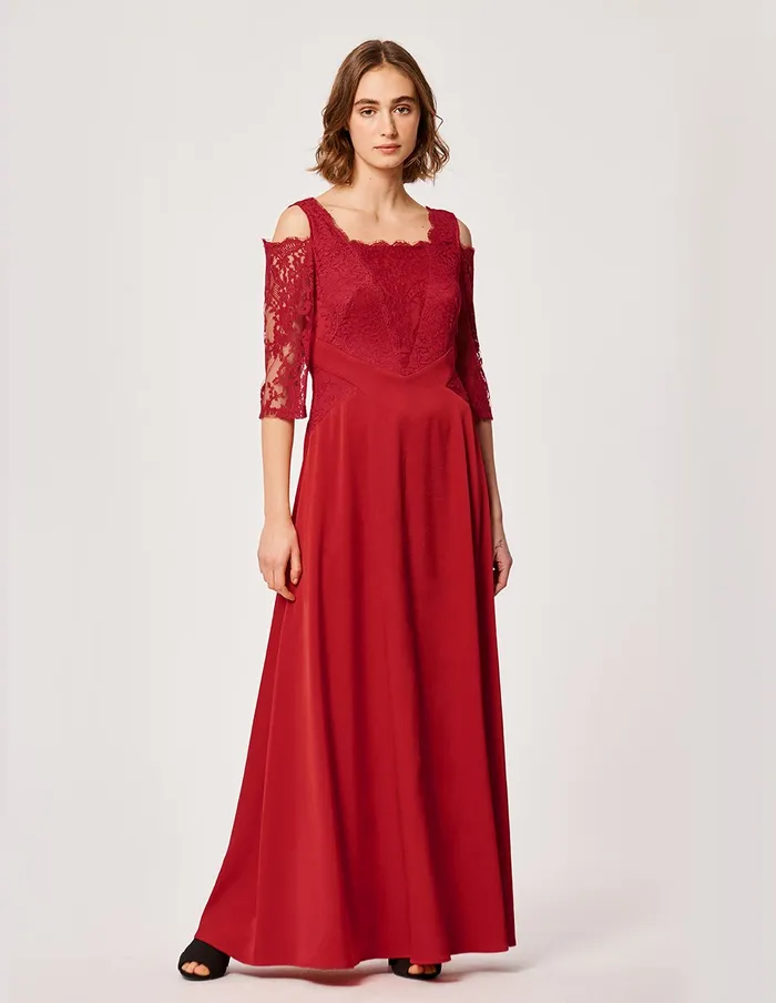MARYLING Lace Dress Scarlet Mermaid Strap Off Shoulder Evening Maxi Dress Red 8211 Women MARYLING Lace Dress Scarlet Mermaid Strap Off Shoulder Evening Maxi Dress Red 8211 Women