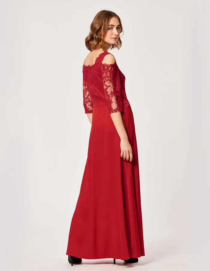 MARYLING Lace Dress Scarlet Mermaid Strap Off Shoulder Evening Maxi Dress Red 8211 Women MARYLING Lace Dress Scarlet Mermaid Strap Off Shoulder Evening Maxi Dress Red 8211 Women