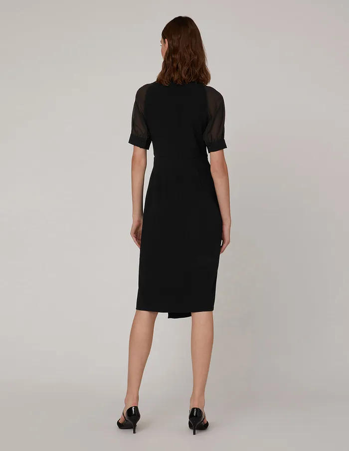MARYLING Offce Dress Black Georgette Sleeves Dress Black 8211 Women
