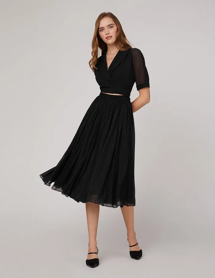 MARYLING Offce Dress Ruffled Suit Collar Dress Black 8211 Women