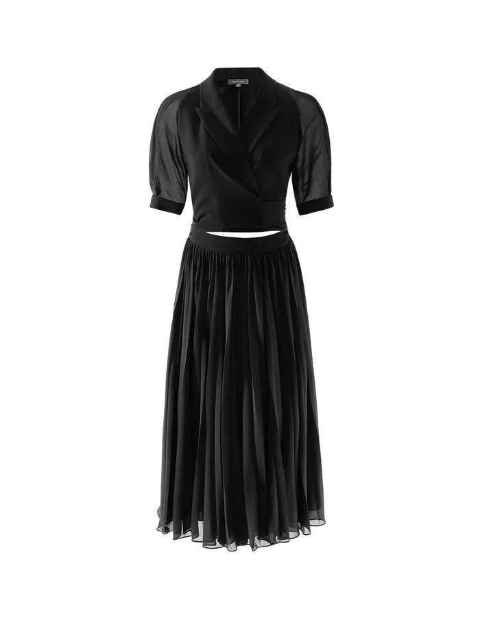 MARYLING Offce Dress Ruffled Suit Collar Dress Black 8211 Women MARYLING Offce Dress Ruffled Suit Collar Dress Black 8211 Women