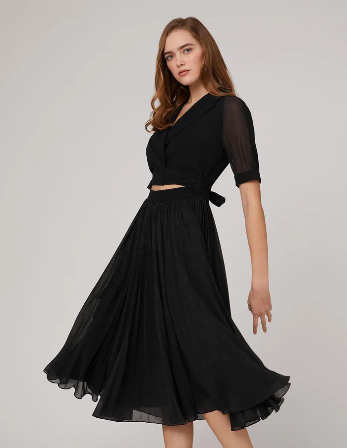 MARYLING Offce Dress Ruffled Suit Collar Dress Black 8211 Women MARYLING Offce Dress Ruffled Suit Collar Dress Black 8211 Women