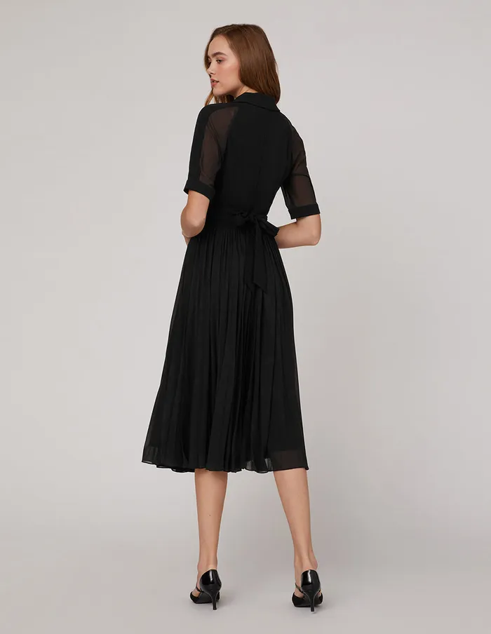 MARYLING Offce Dress Ruffled Suit Collar Dress Black 8211 Women MARYLING Offce Dress Ruffled Suit Collar Dress Black 8211 Women