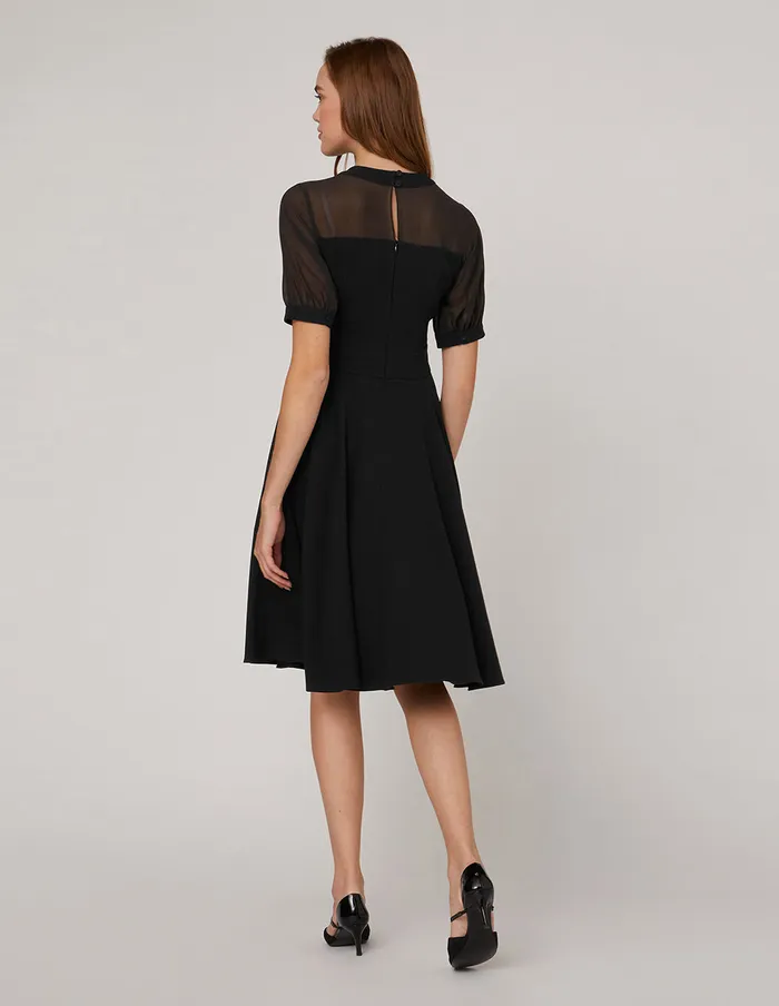 MARYLING Offce Dress Splicing Black Pleated Dress Black 8211 Women MARYLING Offce Dress Splicing Black Pleated Dress Black 8211 Women