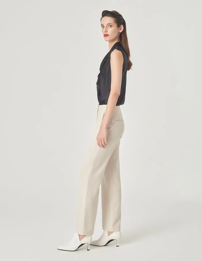 MARYLING Pants and Shorts Beige StraightLeg Suit Pants Cream 8211 Women MARYLING Pants and Shorts Beige StraightLeg Suit Pants Cream 8211 Women