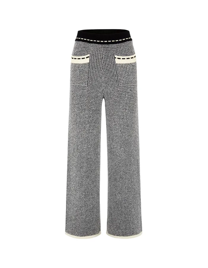 MARYLING Pants and Shorts Black and White Wool Knitted WideLeg Trousers Monochrome 8211 Women MARYLING Pants and Shorts Black and White Wool Knitted WideLeg Trousers Monochrome 8211 Women