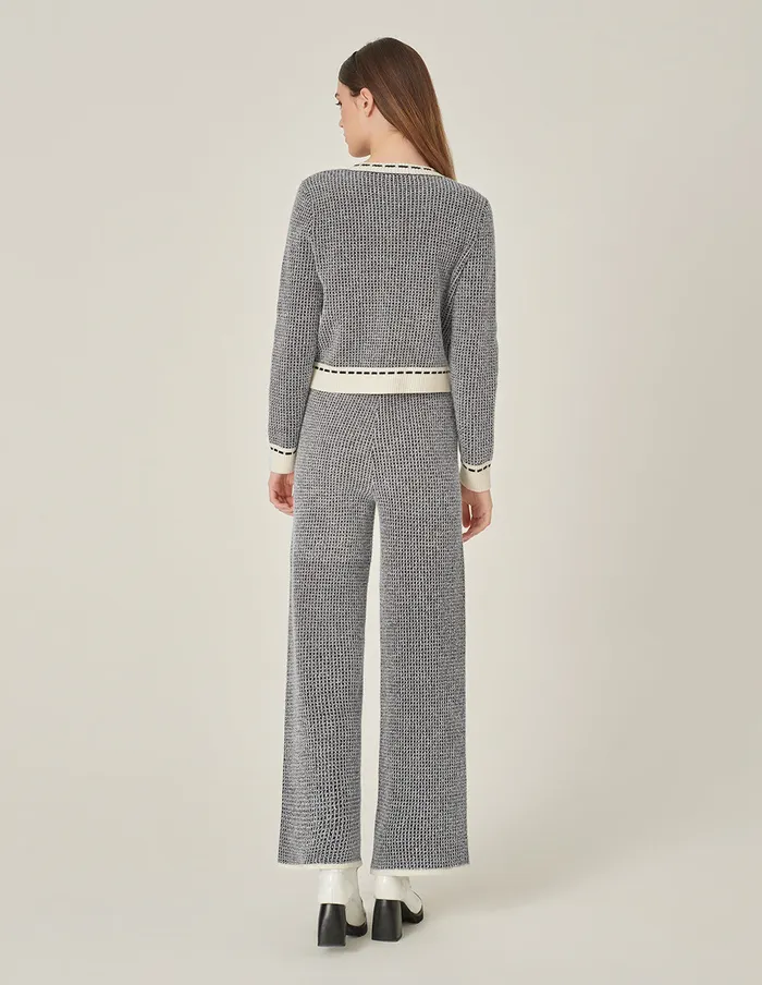 MARYLING Pants and Shorts Black and White Wool Knitted WideLeg Trousers Monochrome 8211 Women MARYLING Pants and Shorts Black and White Wool Knitted WideLeg Trousers Monochrome 8211 Women