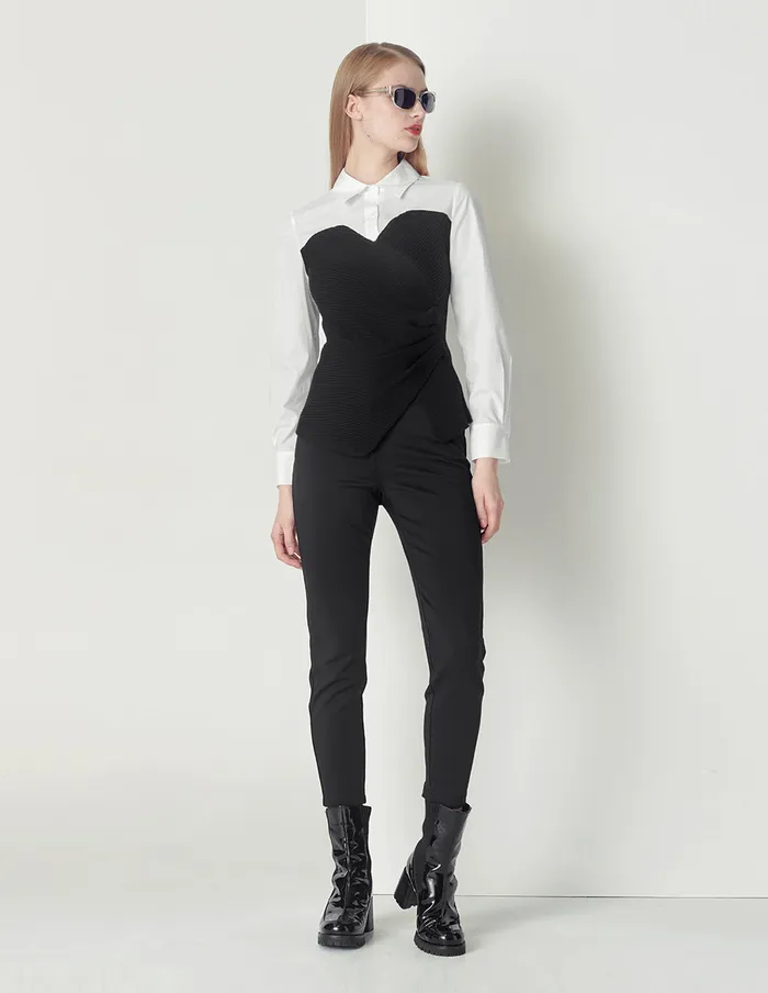 MARYLING Pants and Shorts Black Asymmetric Belt Metal Buckle Stretch Knit Pants Black 8211 Women MARYLING Pants and Shorts Black Asymmetric Belt Metal Buckle Stretch Knit Pants Black 8211 Women