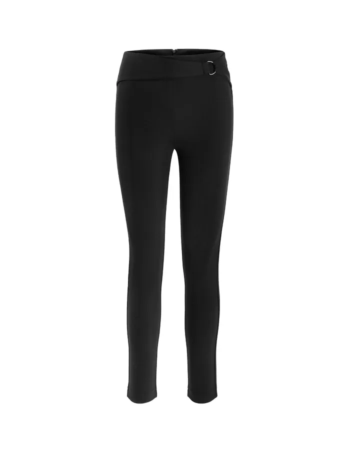 MARYLING Pants and Shorts Black Asymmetric Belt Metal Buckle Stretch Knit Pants Black 8211 Women MARYLING Pants and Shorts Black Asymmetric Belt Metal Buckle Stretch Knit Pants Black 8211 Women