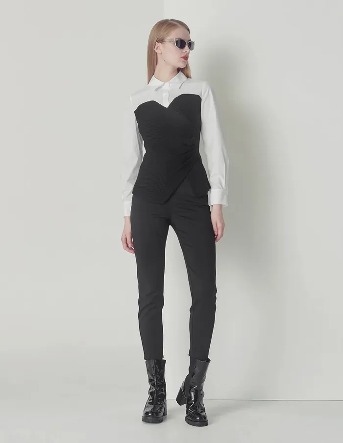 MARYLING Pants and Shorts Black Asymmetric Belt Metal Buckle Stretch Knit Pants Black 8211 Women MARYLING Pants and Shorts Black Asymmetric Belt Metal Buckle Stretch Knit Pants Black 8211 Women