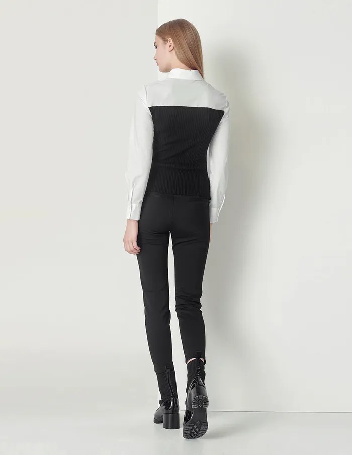 MARYLING Pants and Shorts Black Asymmetric Belt Metal Buckle Stretch Knit Pants Black 8211 Women MARYLING Pants and Shorts Black Asymmetric Belt Metal Buckle Stretch Knit Pants Black 8211 Women