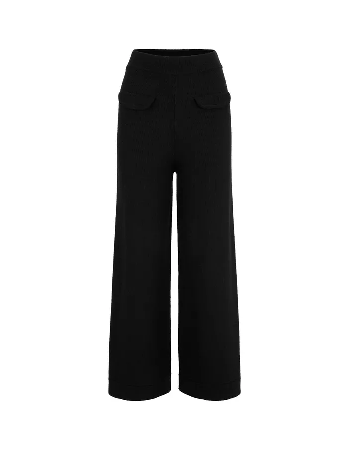MARYLING Pants and Shorts Black StraightLeg Knitted Trousers Black 8211 Women MARYLING Pants and Shorts Black StraightLeg Knitted Trousers Black 8211 Women