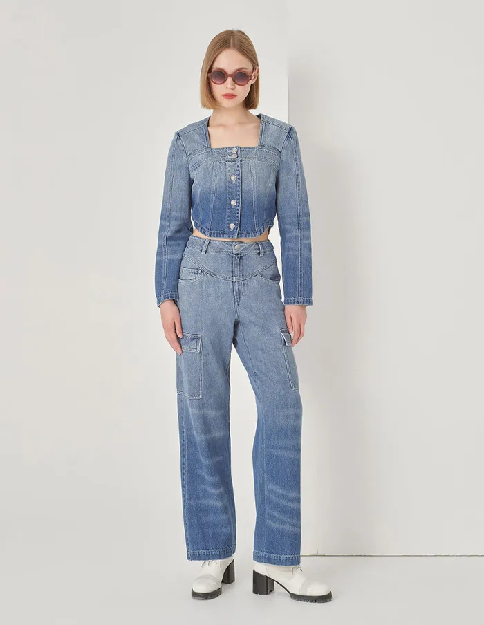 MARYLING Pants and Shorts Denim Ombre MultiPocket Relaxed StraightLeg Jeans Denim 8211 Women MARYLING Pants and Shorts Denim Ombre MultiPocket Relaxed StraightLeg Jeans Denim 8211 Women